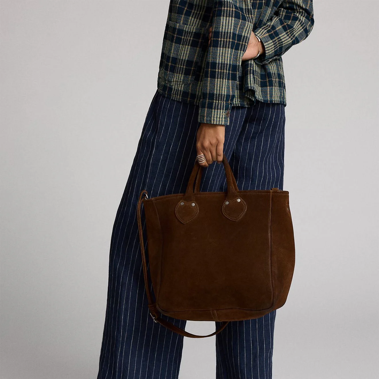 RRL By Ralph Lauren Roughout Suede Tote Brown - Image 4