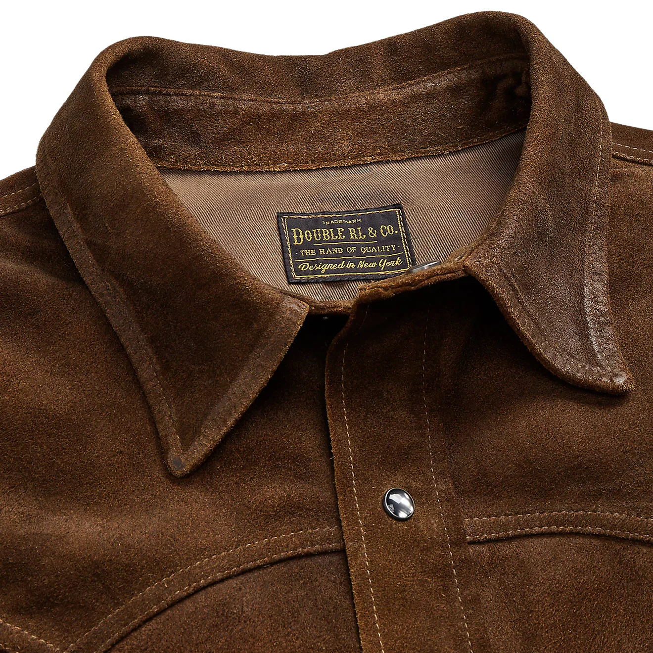 RRL by Ralph Lauren Roughout Suede Western Overshirt Brown - Image 6