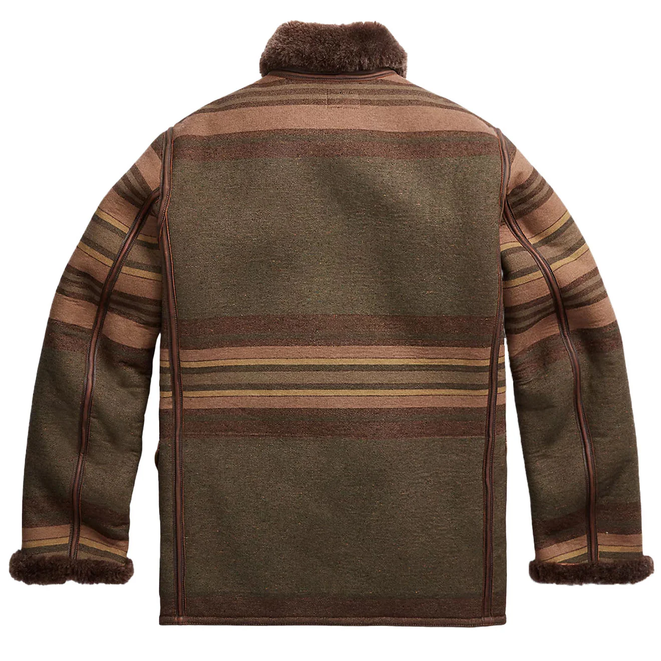 RRL by Ralph Lauren Seaberg Shearling Pea Coat Grey / Brown Multi - Image 2