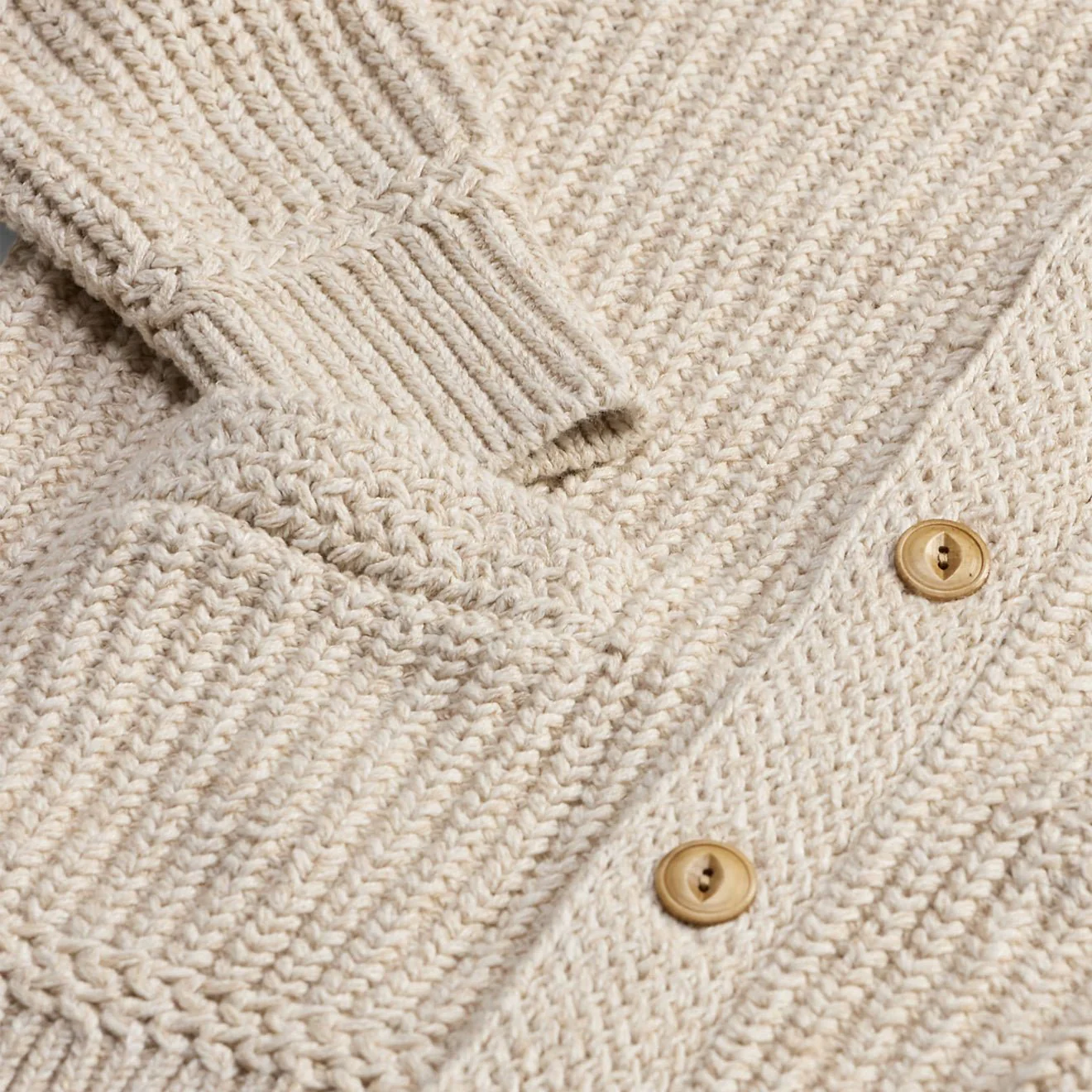 RRL By Ralph Lauren Shawl Card Long Sleeve Cardigan Cream - Image 4