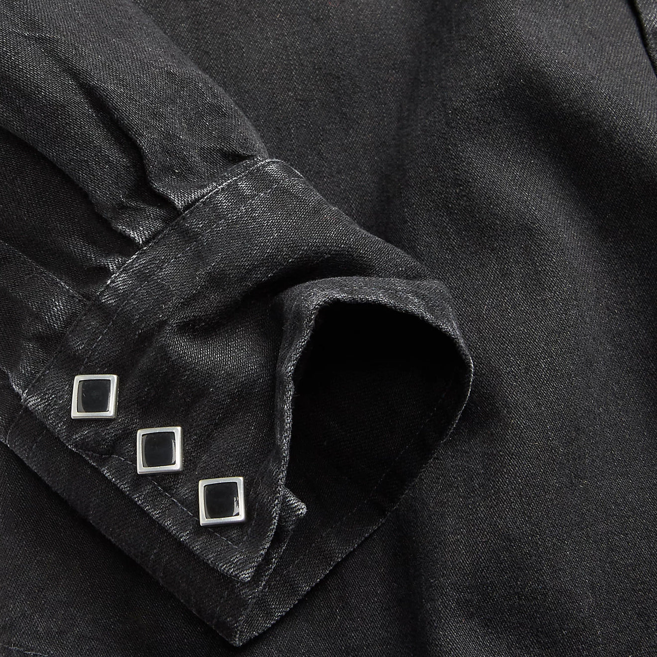 RRL by Ralph Lauren Slim Fit Denim Western Shirt Black - Image 5