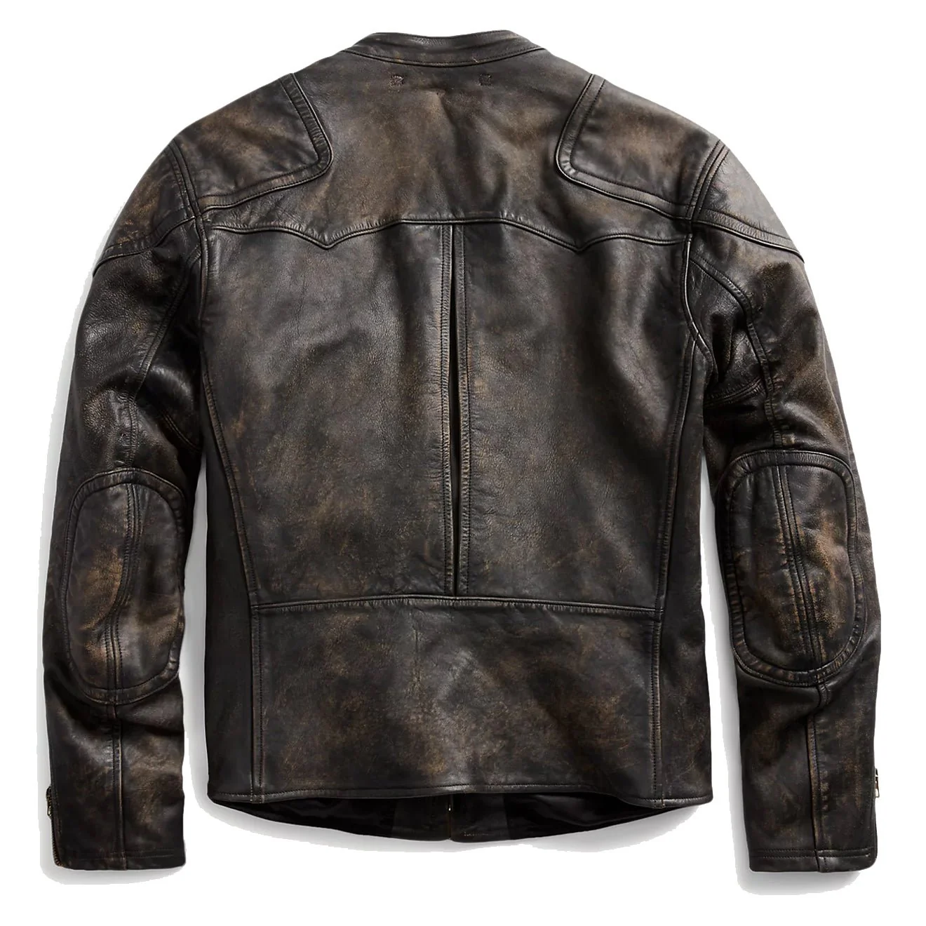 RRL by Ralph Lauren Slim Fit Leather Moto Jacket Black - Image 2