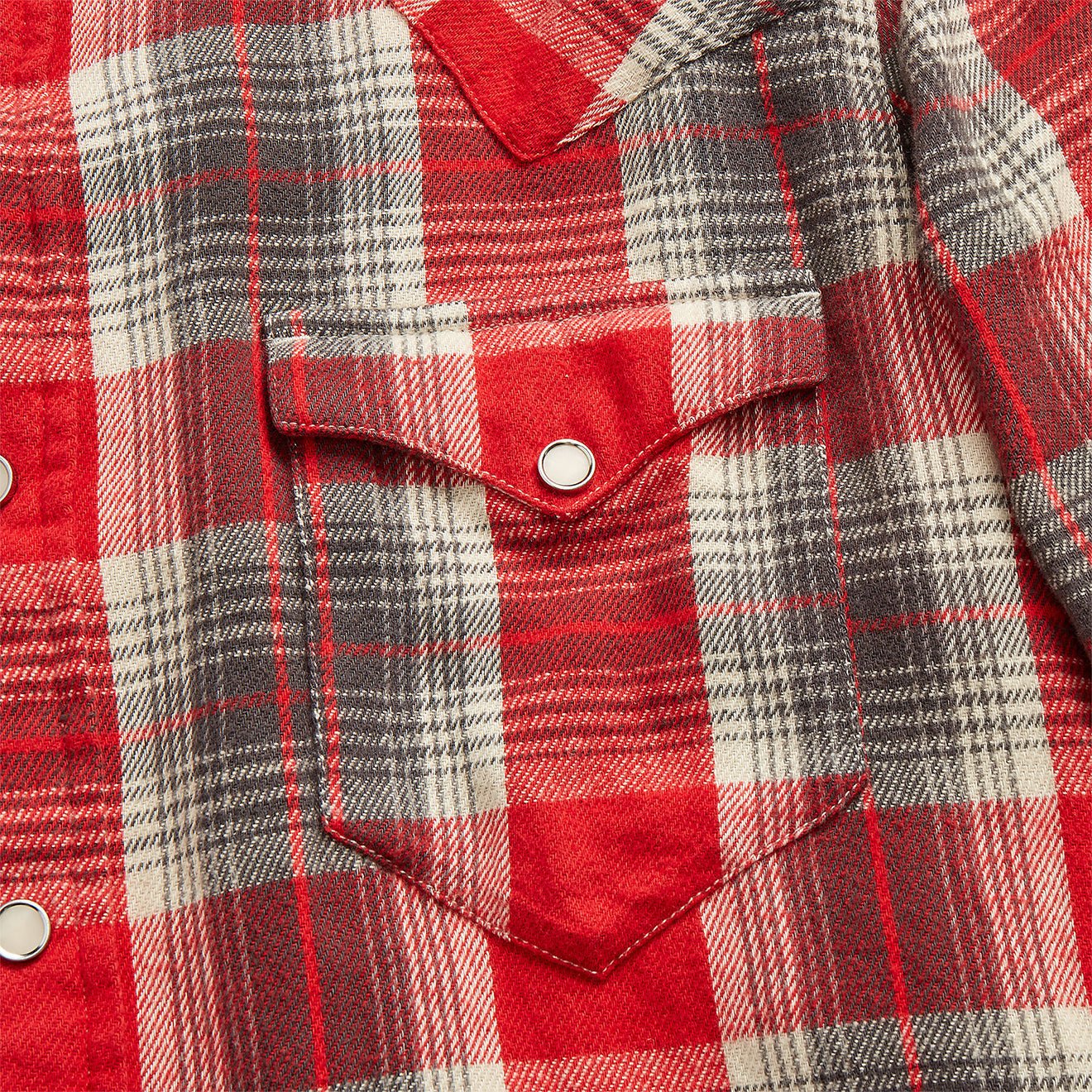 RRL by Ralph Lauren Slim Fit Plaid Twill Western Shirt Red / Grey - Image 4