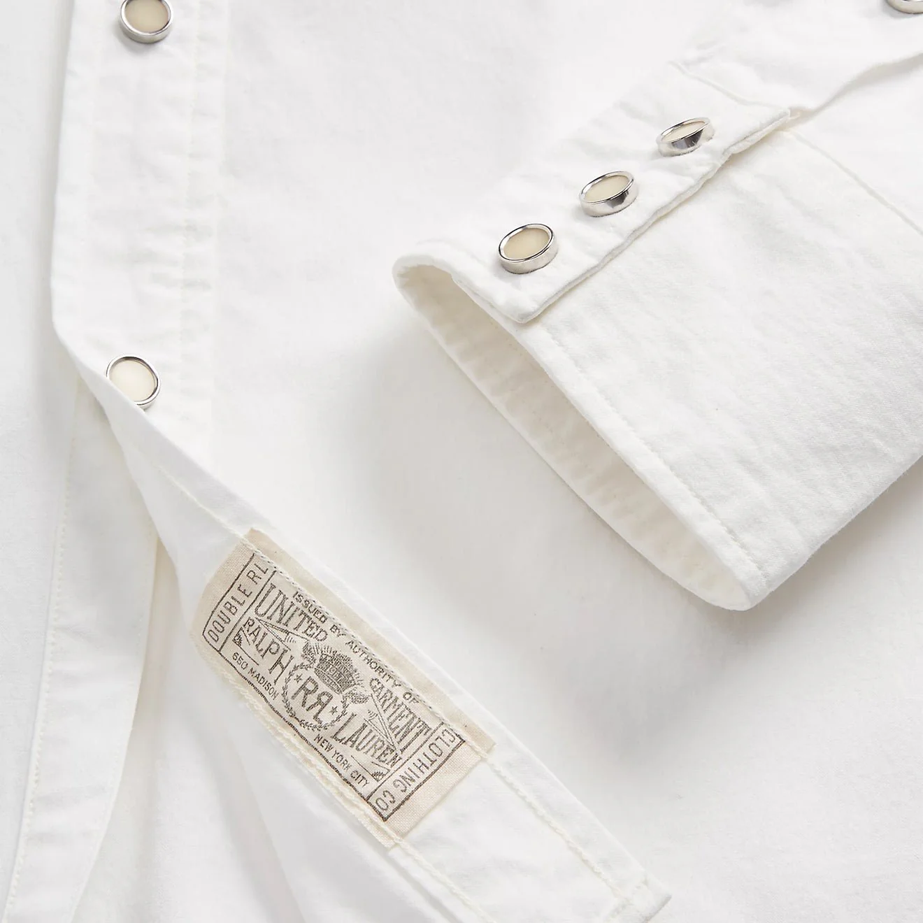 RRL by Ralph Lauren Slim Fit Poplin Western Shirt White - Image 4