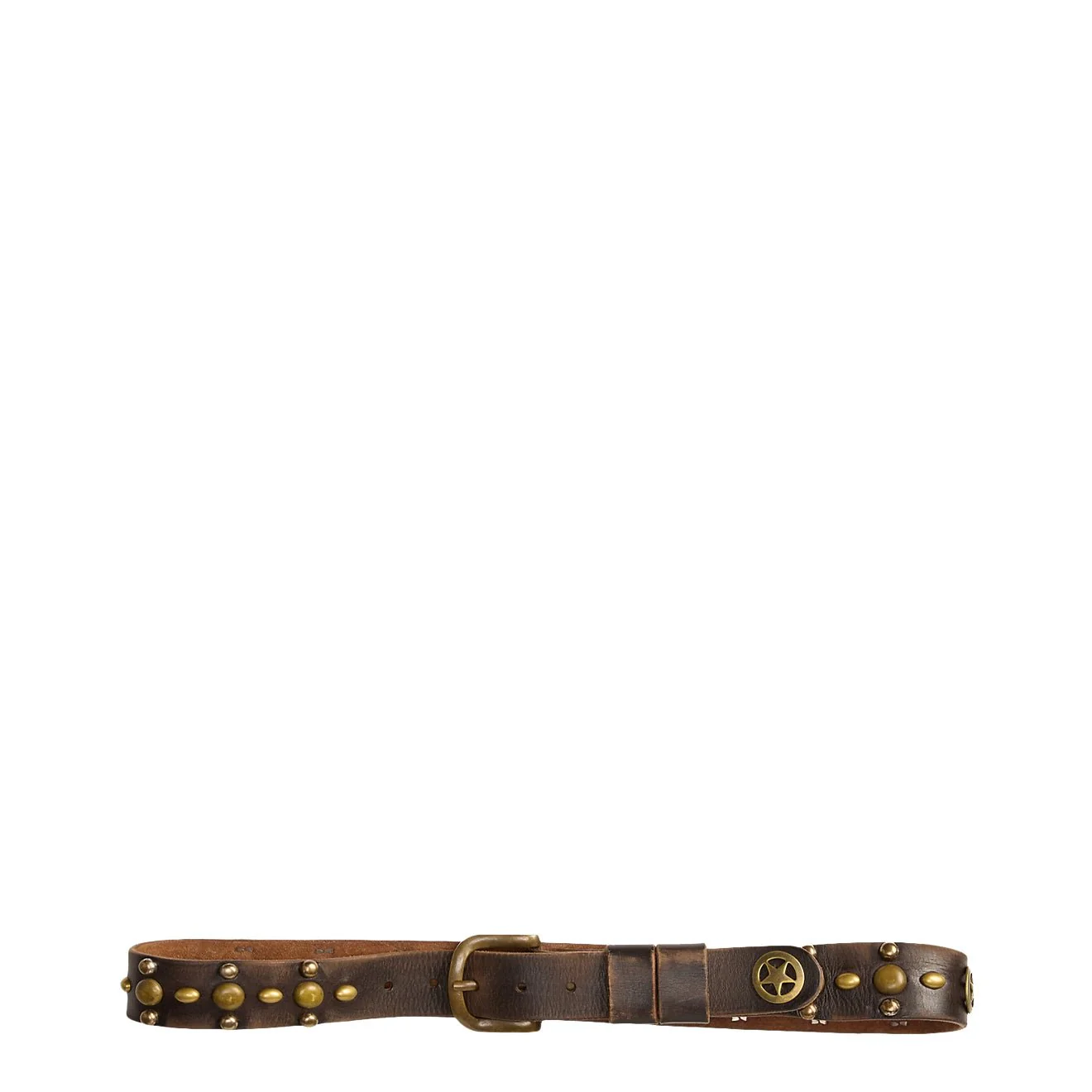 RRL By Ralph Lauren Studded Leather Belt Black Over Brown / Brass - Image 2