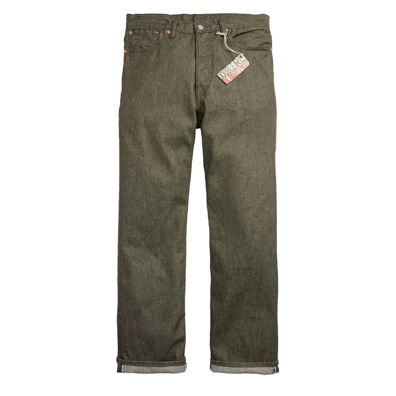 RRL By Ralph Lauren Vintage 5 Pocket Olive Selvedge Jean Olive Rinse