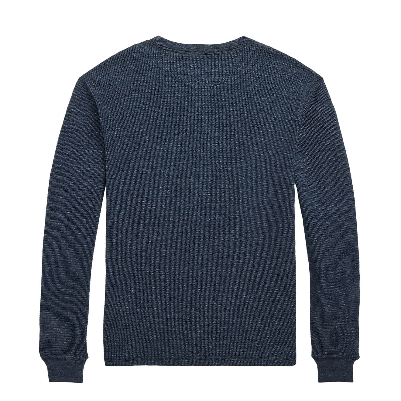 RRL By Ralph Lauren Waffle Knit Henley Long Sleeve Pullover Navy Heather - Image 2