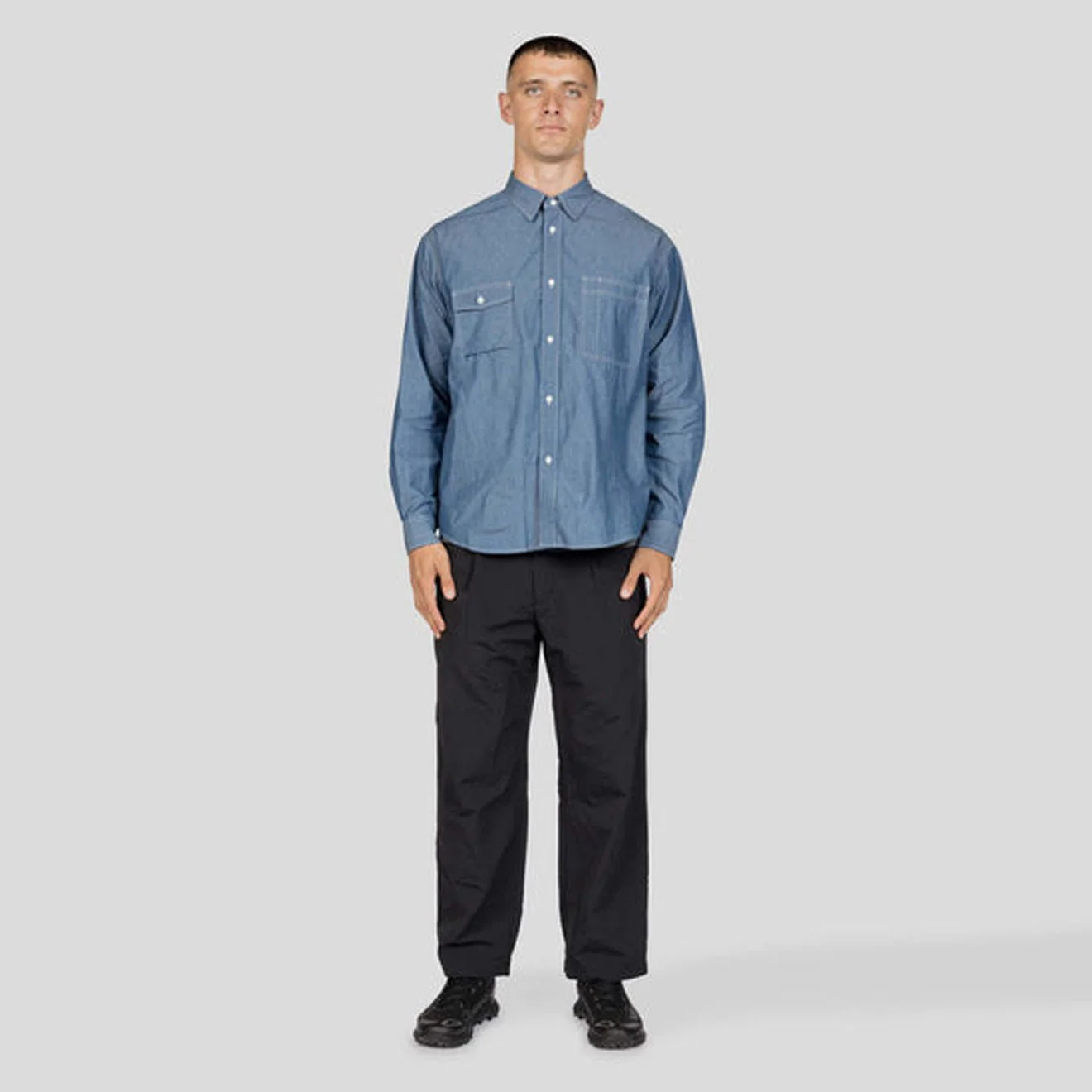 Snow Peak Chambray Work Shirt Blue - Image 2