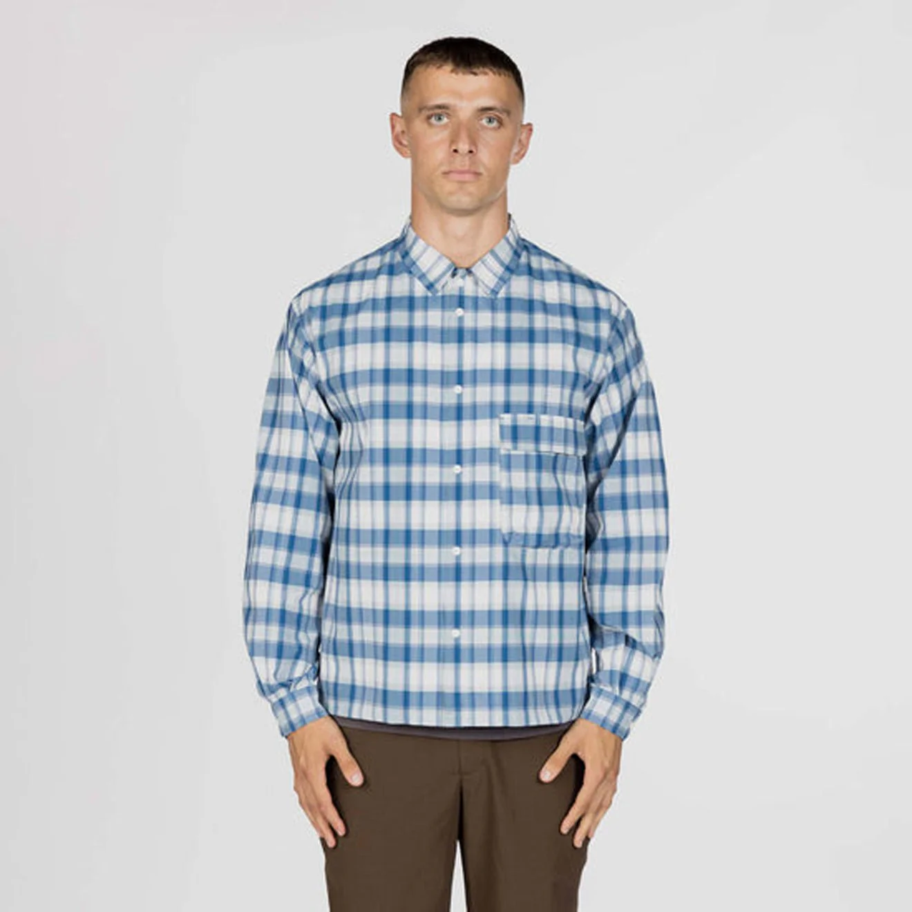Snow Peak Fade Check Breezy Shirt Light Blue - Image 3