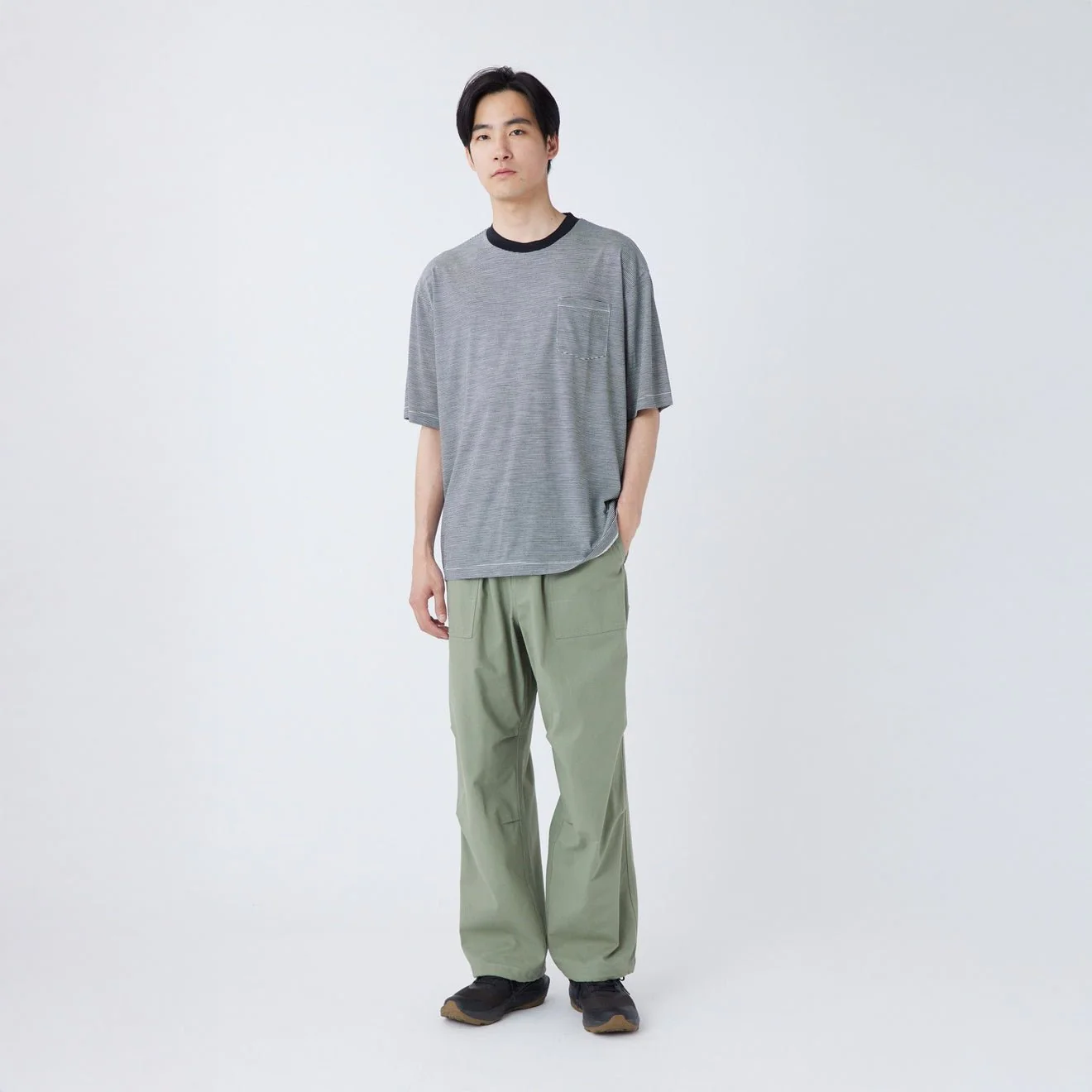 Snow Peak Summer Wool Stripe T-Shirt Black - Image 3