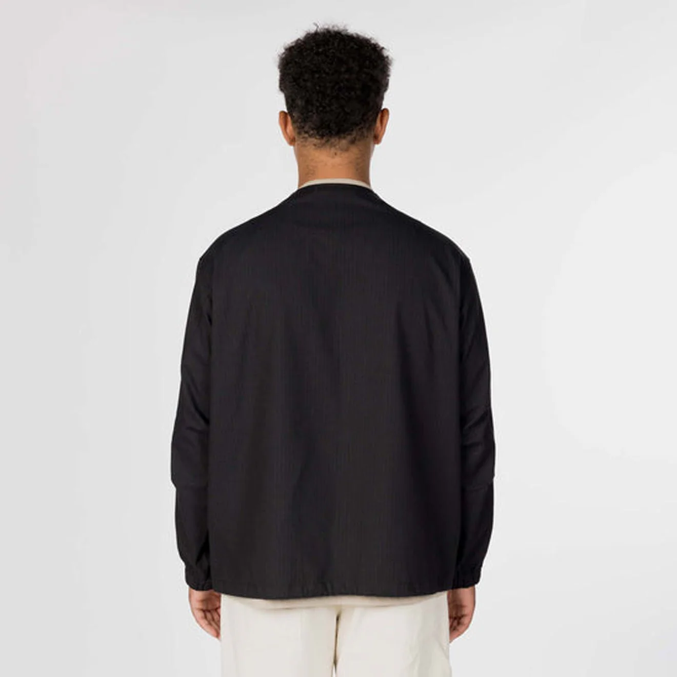 Snow Peak TAKIBI Herringbone Collarless Jacket Black - Image 4
