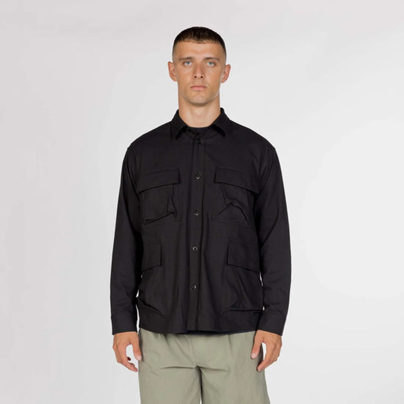 Snow Peak TAKIBI Herringbone Shirt Jacket Black - Image 2