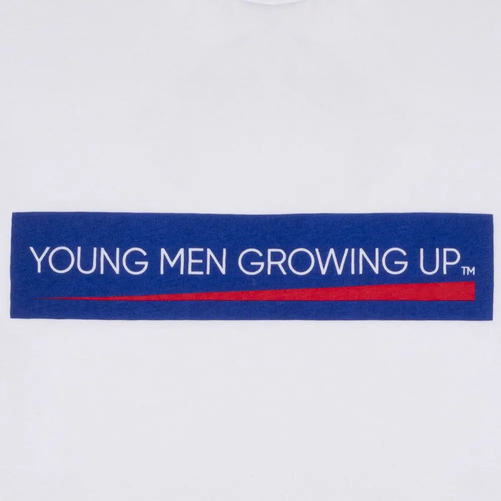 Stay Hungry YMGU Navy Logo T-Shirt White - Image 3
