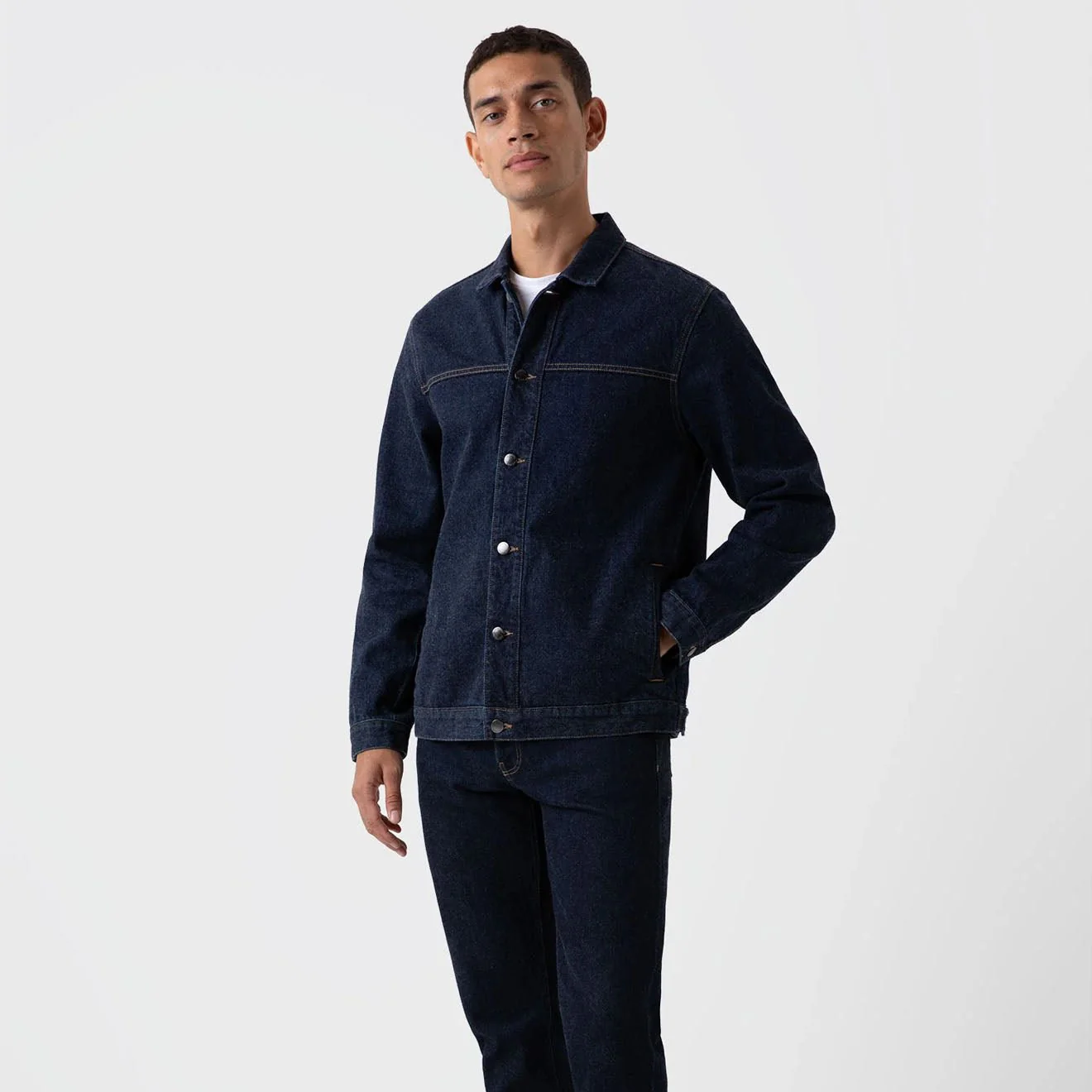 Sunspel Denim Jacket Denim Rinse Wash - Image 2