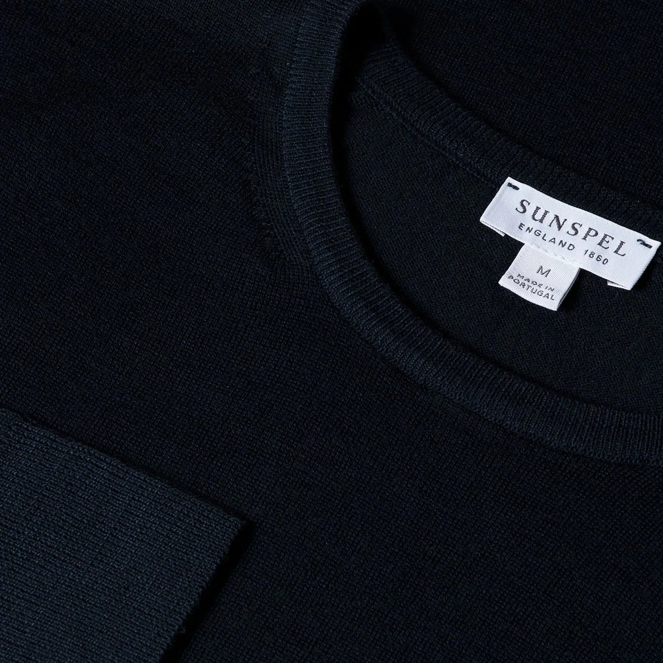 Sunspel Extra-Fine Merino Crew Neck Knit Light Navy - Image 2