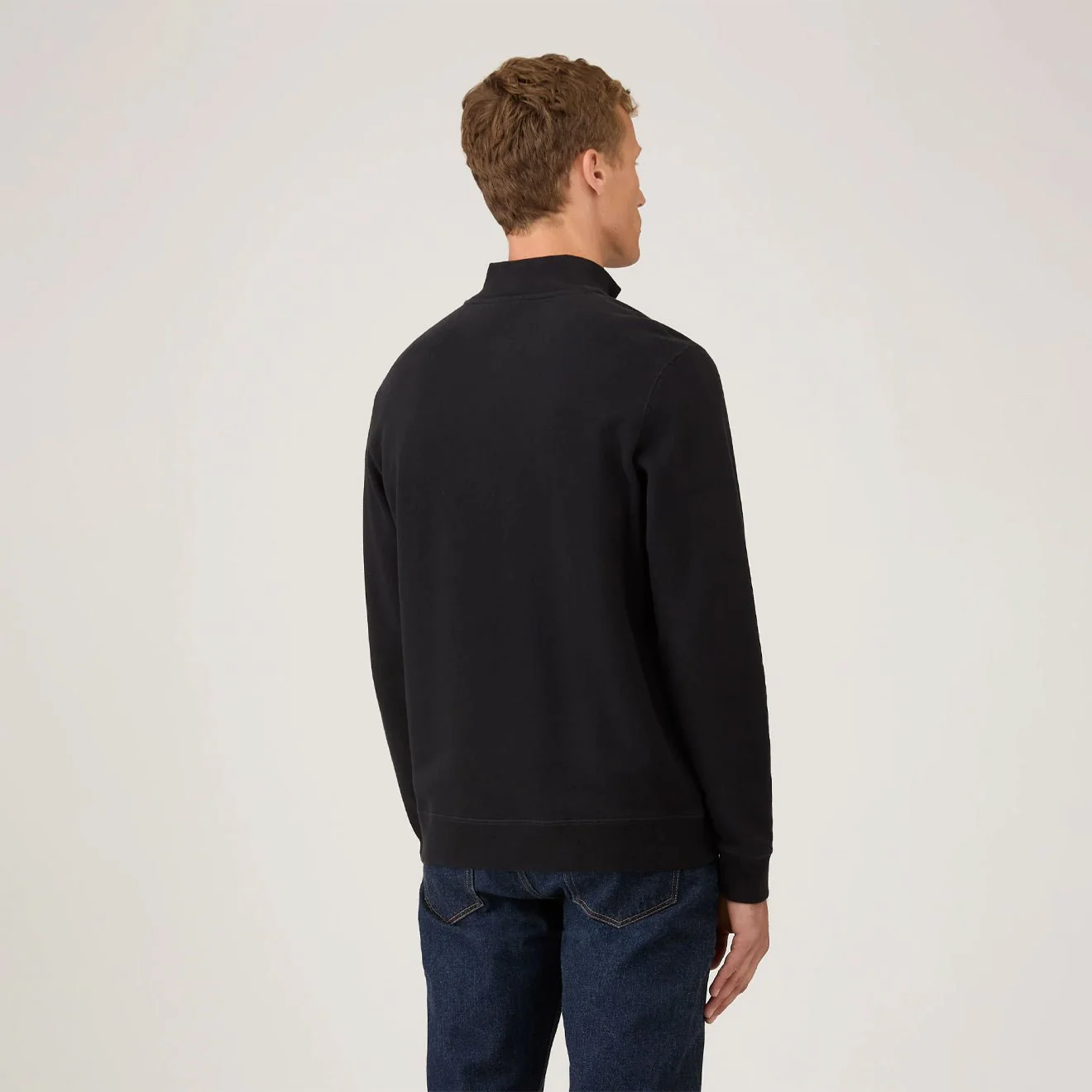 Sunspel Half Zip Sweatshirt Black - Image 3