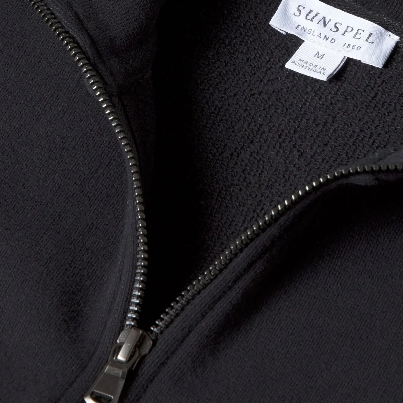 Sunspel Half Zip Sweatshirt Black - Image 4