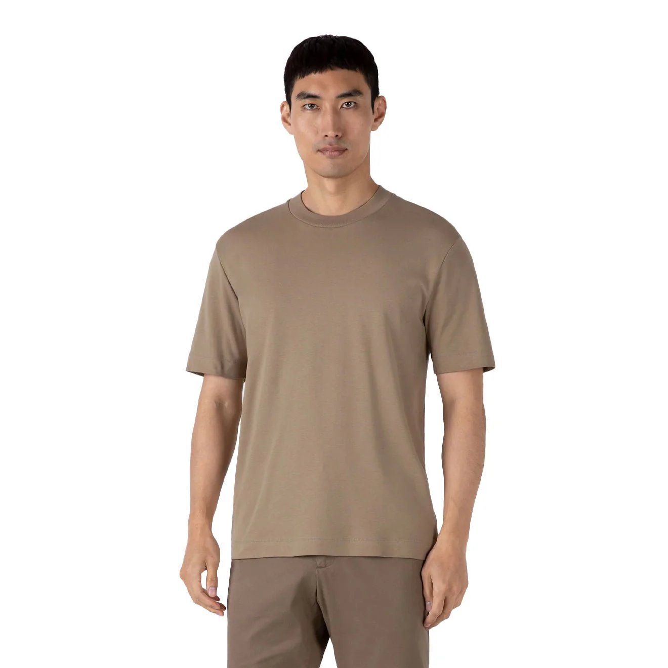 Sunspel Heavy Weight S/S Crew Tee Dark Stone - Image 3