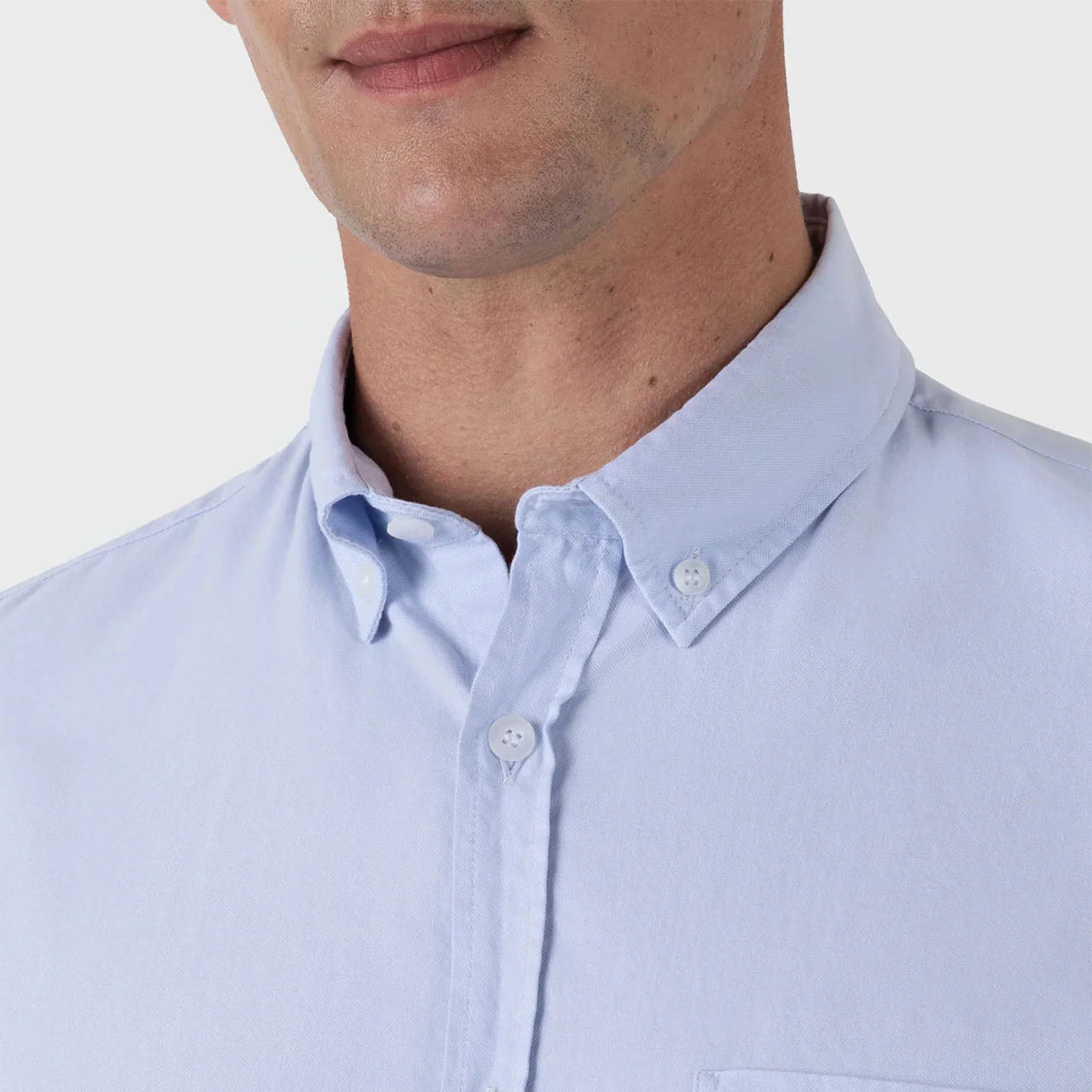 Sunspel L/S Oxford Shirt Light Blue - Image 3