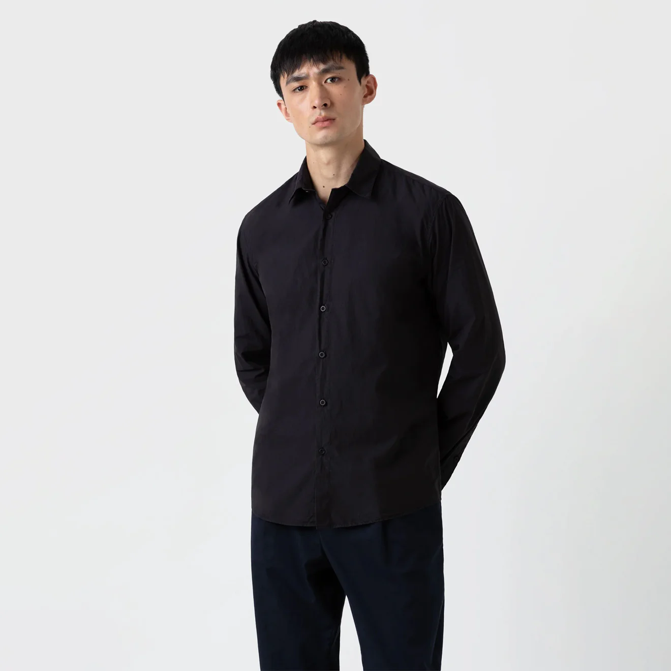 Sunspel L/S Shirt Black - Image 2