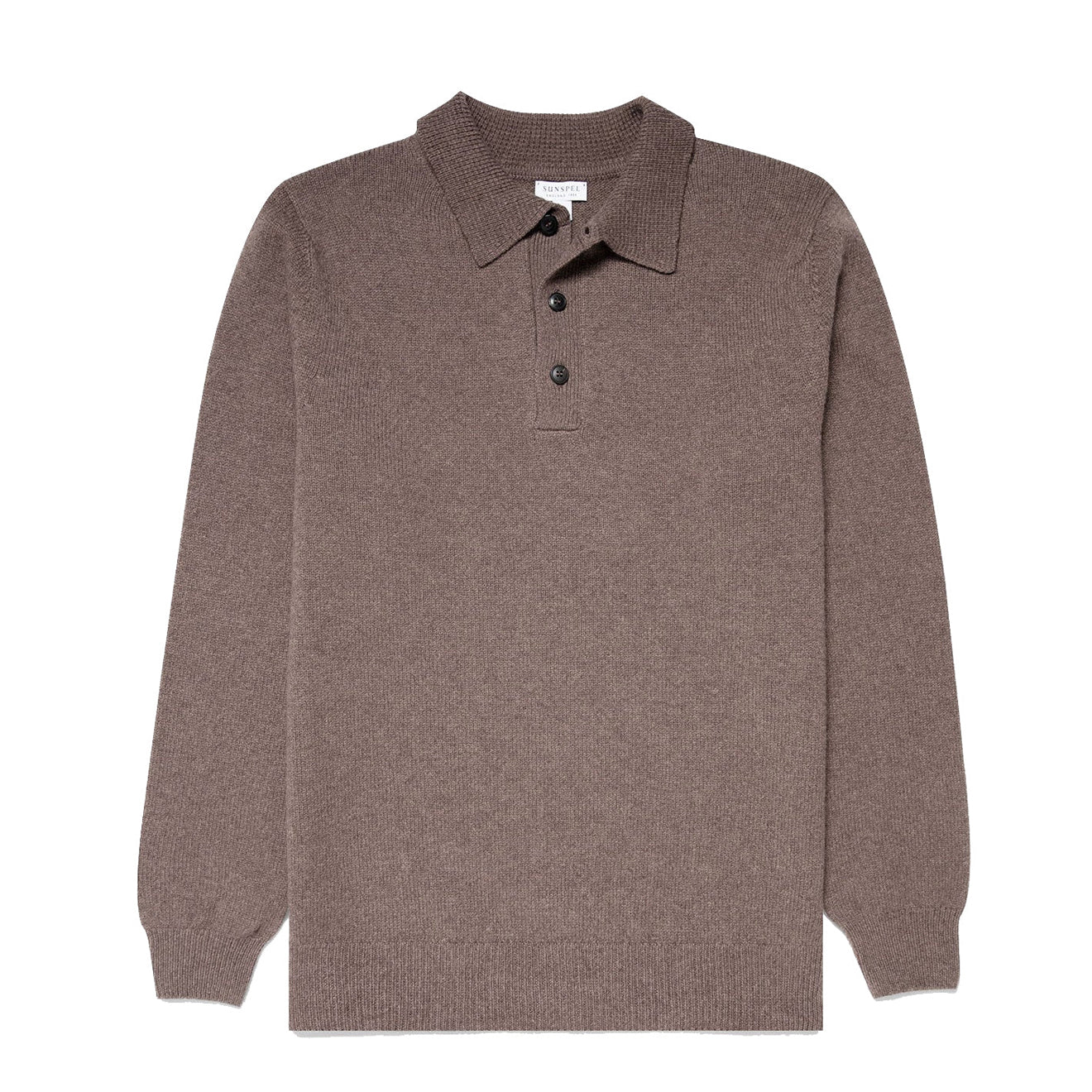 Sunspel Lambswool Polo Shirt Cedar