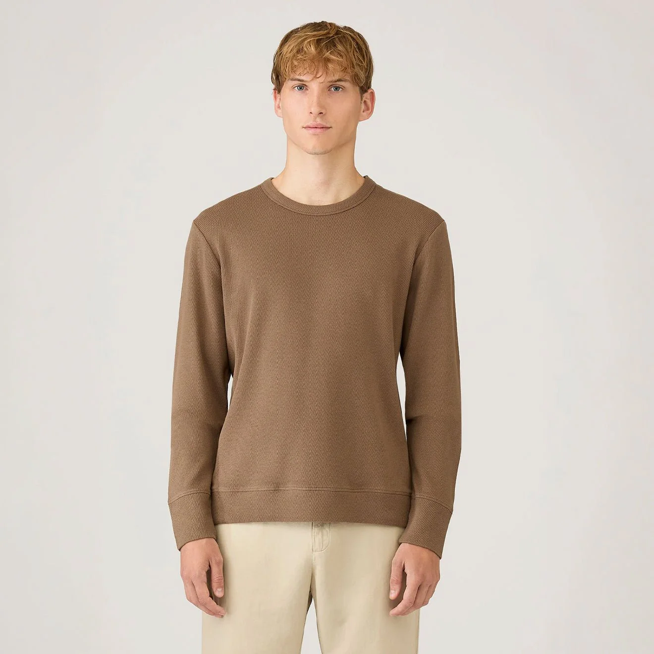 Sunspel LS Cellulock Crew Neck Dark Cedar - Image 3