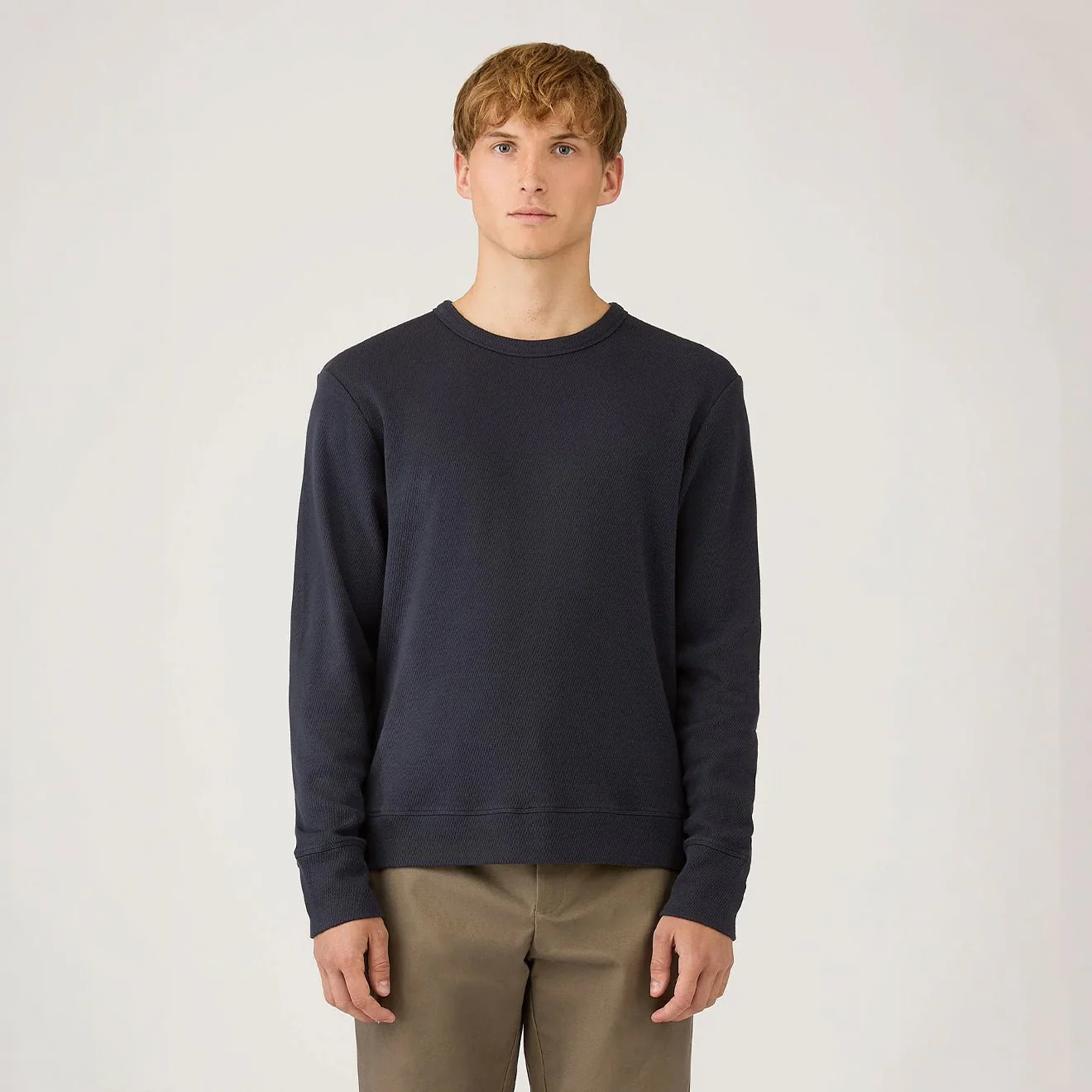 Sunspel LS Cellulock Crew Neck Navy - Image 3