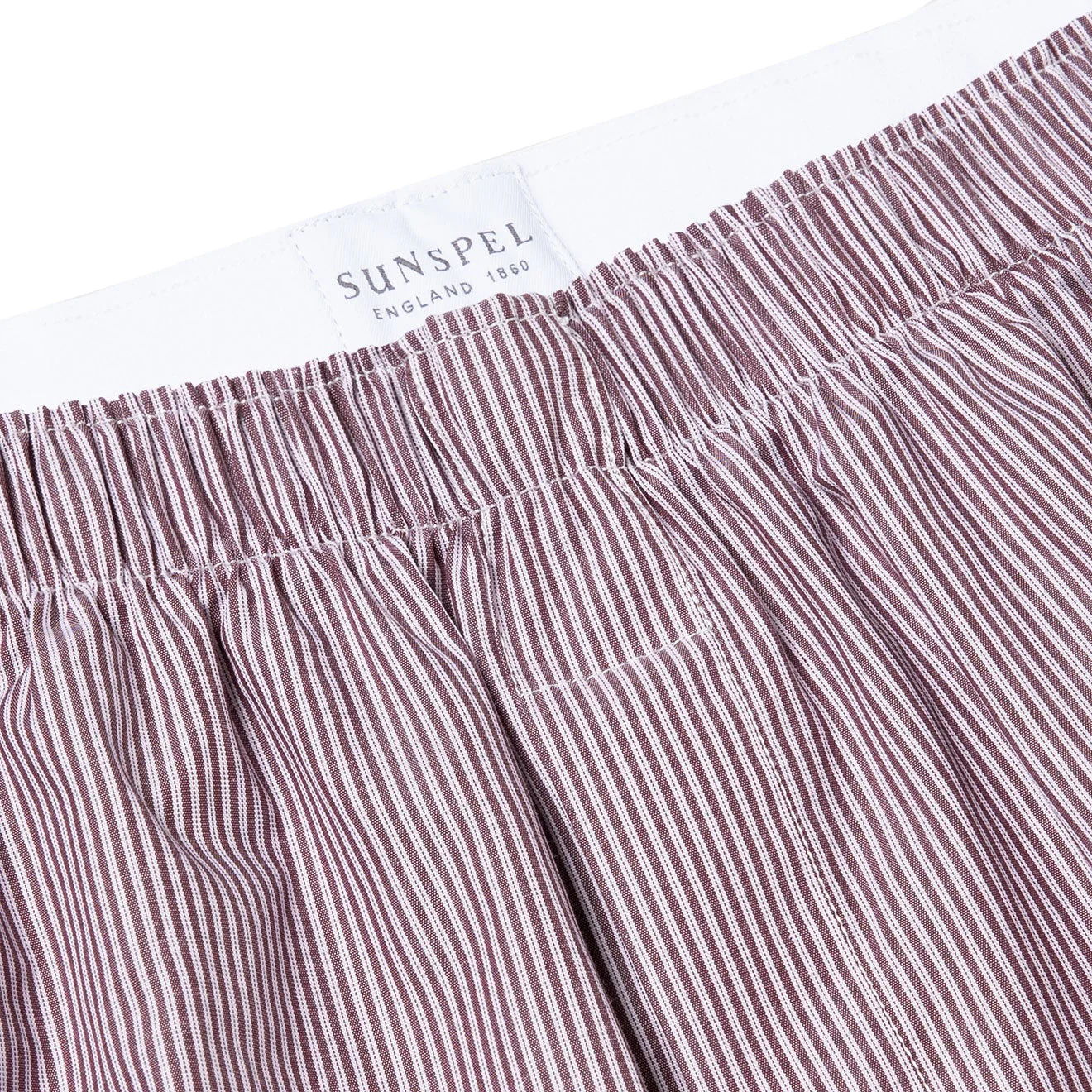 Sunspel Poplin Boxer Shorts Port / White Bar Stripe - Image 2
