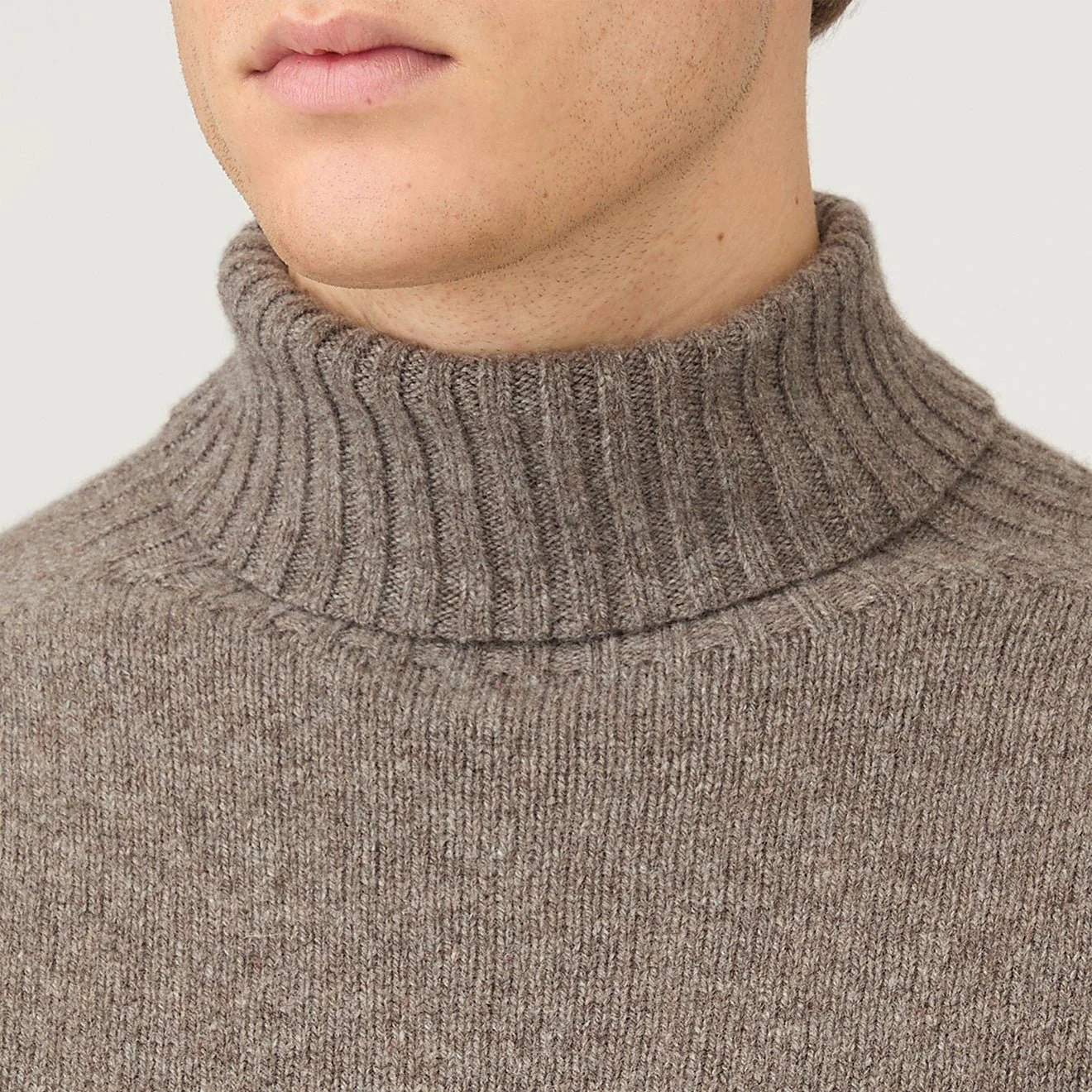 Sunspel Roll Neck Sweater Bark - Image 4