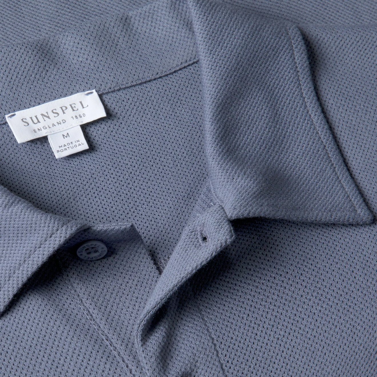 Sunspel S/S Riviera Polo Selvedge Blue - Image 6