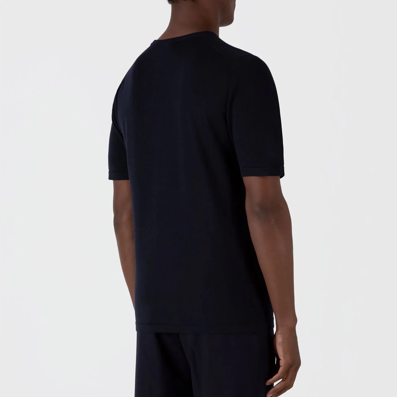 Sunspel Sea Island Crew S/S Knitwear Light Navy - Image 3