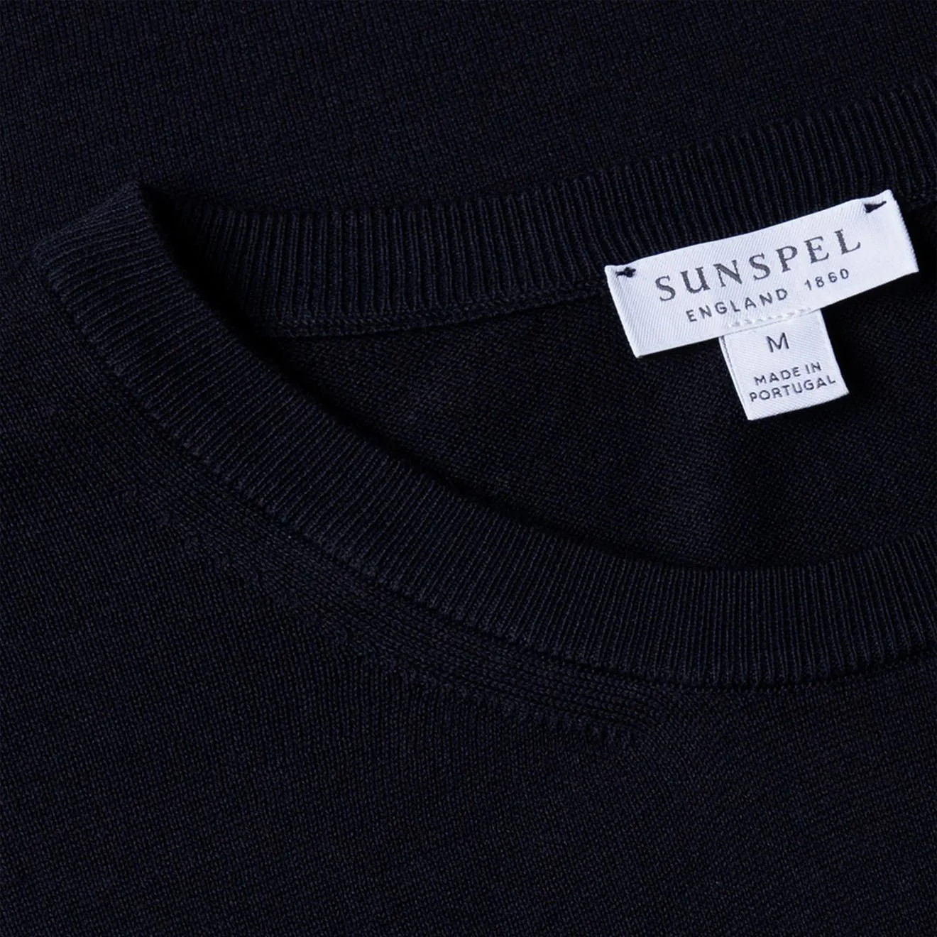 Sunspel Sea Island Crew S/S Knitwear Light Navy - Image 4