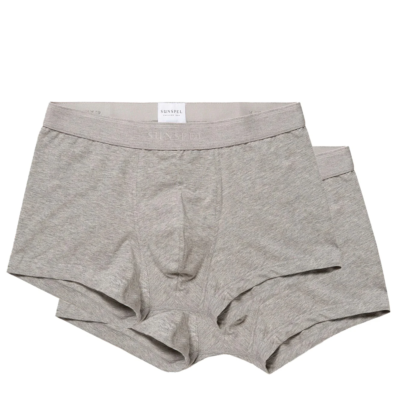 Sunspel Stretch Cotton 2 Pack Trunks Grey Melange