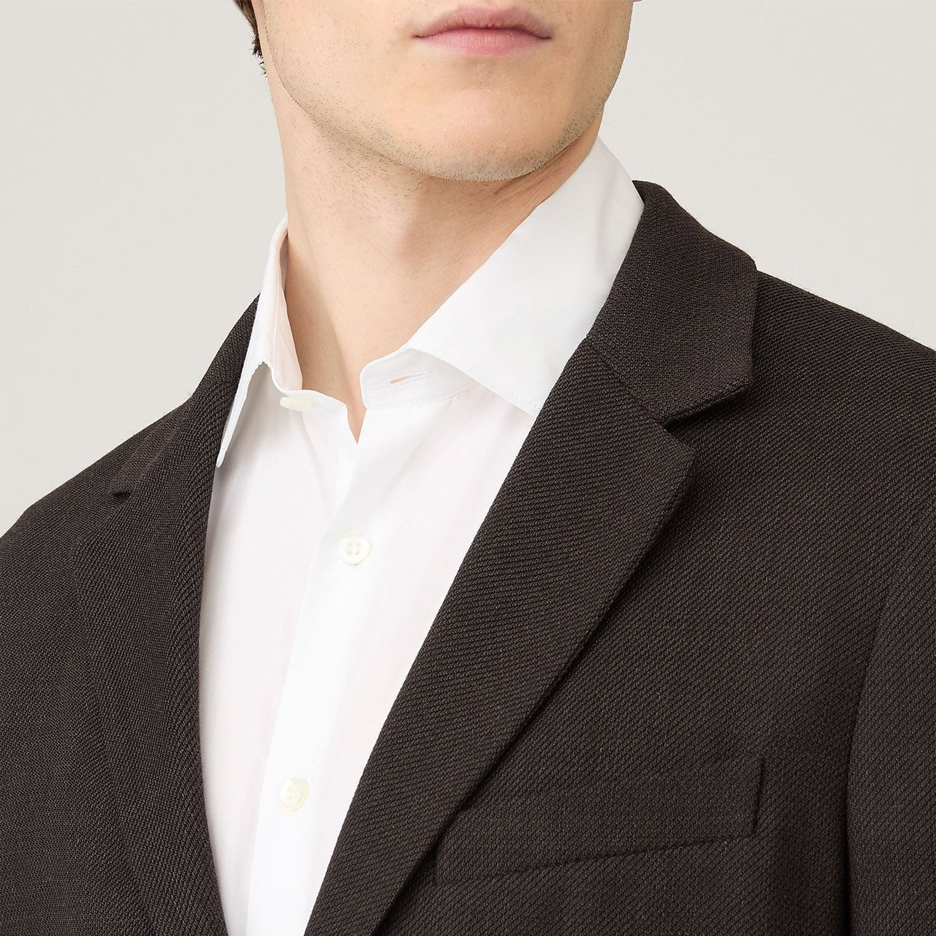 Sunspel Textured Wool Blazer Truffle - Image 4