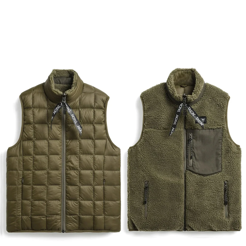 Taion Down Boa Reversible Vest Olive / Dark Olive - Image 3