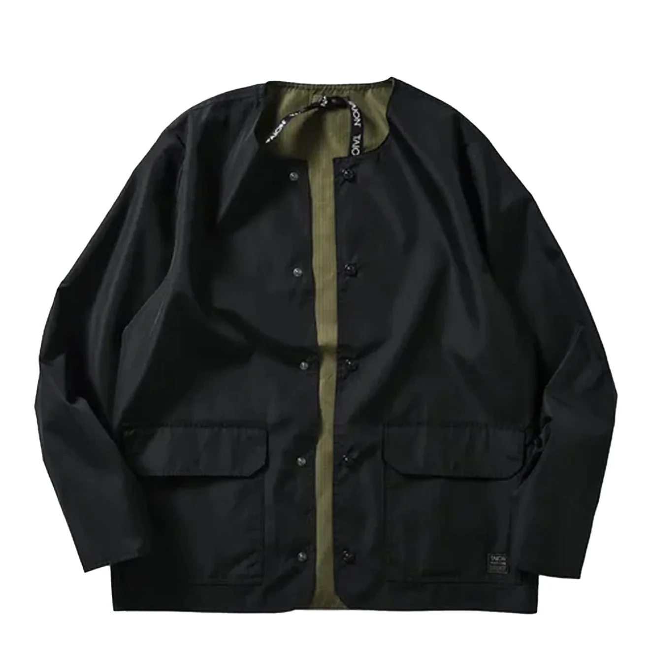 Taion Non Down Military Reversible Crew Neck Cardigan Black - Image 3