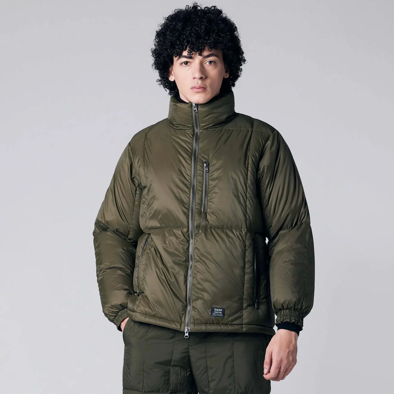 Taion Work W-Zip Volume Down Jacket Black - Image 4