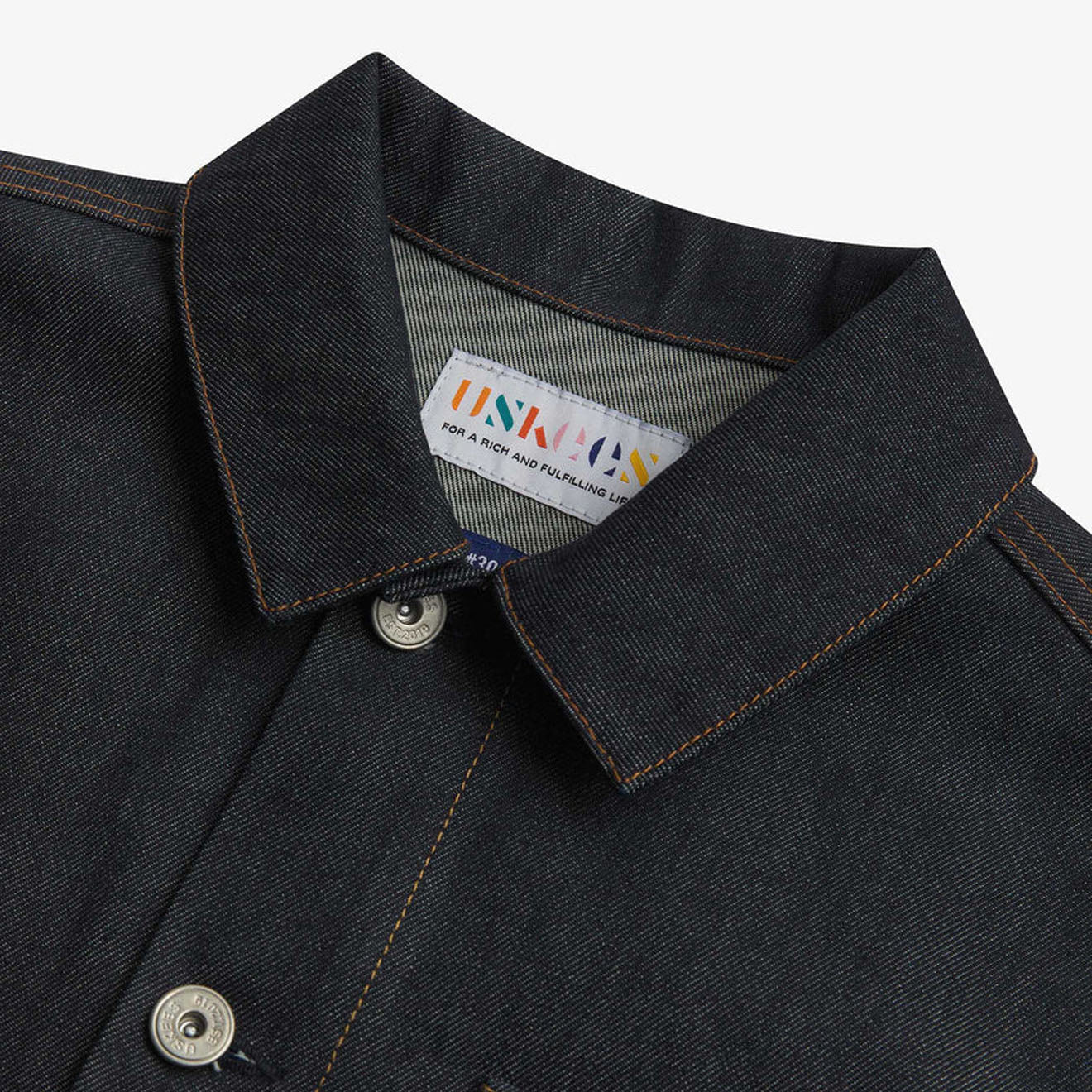 Uskees Denim Buttoned Overshirt Raw Orta Denim - Image 3