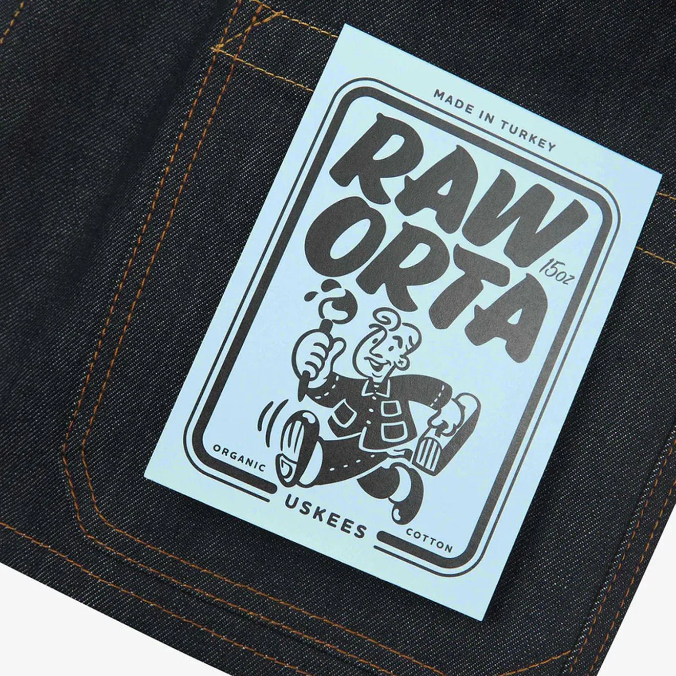 Uskees Denim Buttoned Overshirt Raw Orta Denim - Image 5
