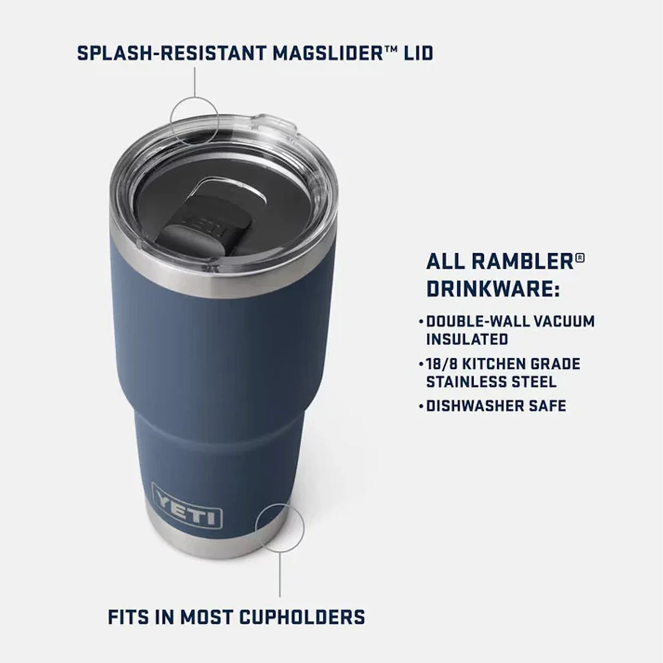 YETI Rambler 30 oz Tumbler MS Navy - Image 5